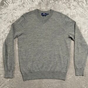 Vineyard Vines Sweater Mens Small Gray Merino Wool V Neck‎ Pullover Preppy